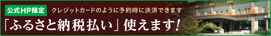 公式HP限定 クレジットカードのように予約時に決済できます「ふるさと納税払い」使えます！詳しくはこちら